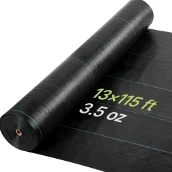 VEVOR Weed Barrier Fabric Heavy Duty, 13x115FT 3.5oz Landscape Fabric, Woven Weed Blocker Fabrics, Garden Fabrics Weeds Barrier, Weeds Control Ground Cover, Geotextile Webbing, Gardening Mat, Black