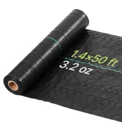 VEVOR Weed Barrier Fabric Heavy Duty, 1.4x50FT 3.2oz Landscape Fabric, Woven Weed Blocker Fabrics, Garden Fabrics Weeds Barrier, Weeds Control Ground Cover, Geotextile Webbing, Gardening Mat, Black