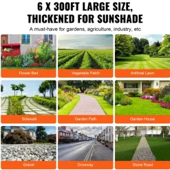 VEVOR Weed Barrier Landscape Fabric, 6*300FT Heavy Duty Garden Weed Fabric, Woven PP Weed Control Fabric, Driveway Fabric, Geotextile Fabric for Landscaping, Ground Cover, Weed Blocker Weed Mat, Black