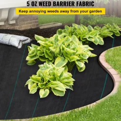 VEVOR Weed Barrier Landscape Fabric, 5 x 250 ft, 5 Oz Premium Woven Ground Cover Heavy Duty PP Material & Easy Setup, Single-Layer for Outdoor Garden, Lawn, Driveway, Black