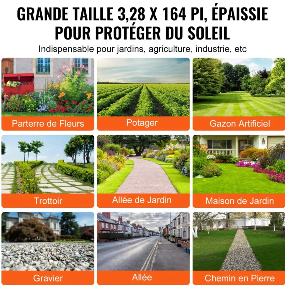 VEVOR Weed Barrier Landscape Fabric, 3.28*164FT Heavy Duty Garden Weed Fabric, Woven PP Weed Control Fabric, Driveway Fabric, Geotextile Fabric for Landscaping, Ground Cover, Weed Blocker Weed Mat, Black