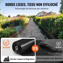 VEVOR Weed Barrier Landscape Fabric, 3.28*164FT Heavy Duty Garden Weed Fabric, Woven PP Weed Control Fabric, Driveway Fabric, Geotextile Fabric for Landscaping, Ground Cover, Weed Blocker Weed Mat, Black