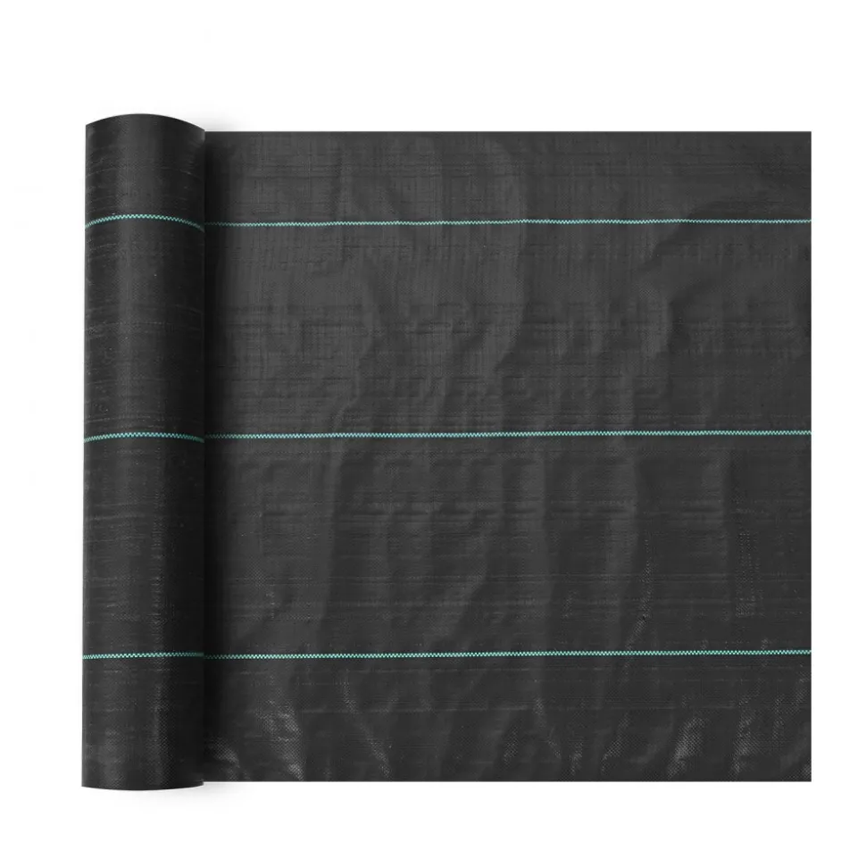 VEVOR Weed Barrier Landscape Fabric, 3.28*164FT Heavy Duty Garden Weed Fabric, Woven PP Weed Control Fabric, Driveway Fabric, Geotextile Fabric for Landscaping, Ground Cover, Weed Blocker Weed Mat, Black