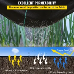VEVOR Weed Barrier Landscape Fabric, 6 x 250 ft, 4.1 Oz Premium Woven Ground Cover, Heavy Duty PP Material & Easy Setup, Weed Control for Outdoor Garden, Lawn, Driveway, Black