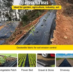 VEVOR Weed Barrier Landscape Fabric, 6 x 250 ft, 4.1 Oz Premium Woven Ground Cover, Heavy Duty PP Material & Easy Setup, Weed Control for Outdoor Garden, Lawn, Driveway, Black