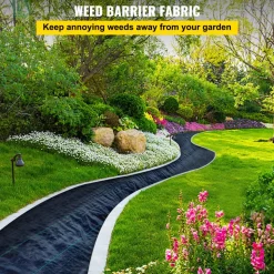 VEVOR Weed Barrier Landscape Fabric, 6 x 250 ft, 4.1 Oz Premium Woven Ground Cover, Heavy Duty PP Material & Easy Setup, Weed Control for Outdoor Garden, Lawn, Driveway, Black