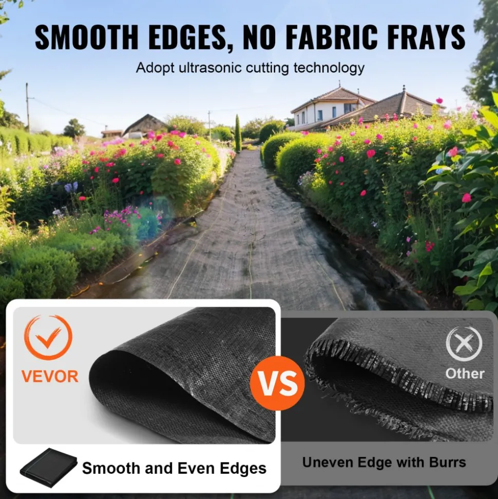 VEVOR Weed Barrier Landscape Fabric, 4*100FT Heavy Duty Garden Weed Fabric, Woven PP Weed Control Fabric, Driveway Fabric, Geotextile Fabric for Landscaping, Ground Cover, Weed Blocker Weed Mat, Black