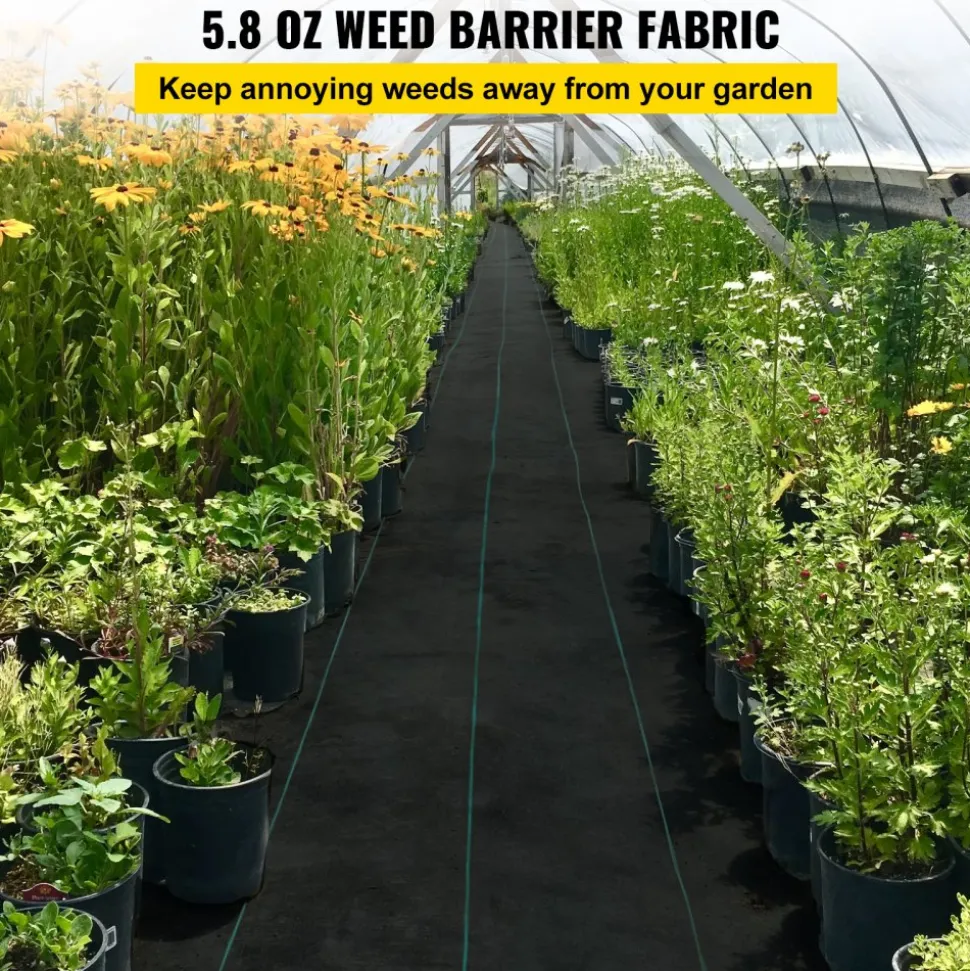 VEVOR Weed Barrier, 5.8oz Landscape Fabric, 3ft x 300ft Cover Mat Heavy Duty Woven Grass Control Geotextile for Garden, Patio, Black