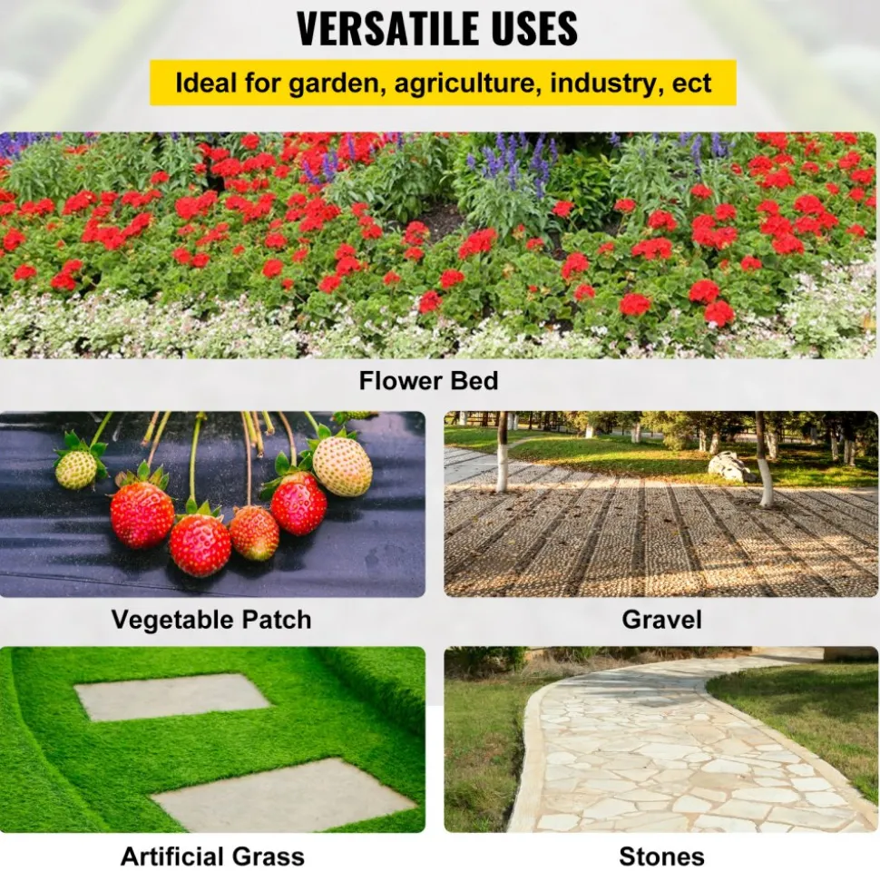 VEVOR Weed Control Fabric 6ft x 300ft - Geo Textile Fabric Heavy Duty - Woven Ground Cover for Commercial Greenhouse, Yard, Garden Barrier Cloth Blocker Mat