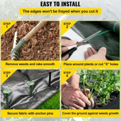 VEVOR Weed Control Fabric 6ft x 300ft - Geo Textile Fabric Heavy Duty - Woven Ground Cover for Commercial Greenhouse, Yard, Garden Barrier Cloth Blocker Mat