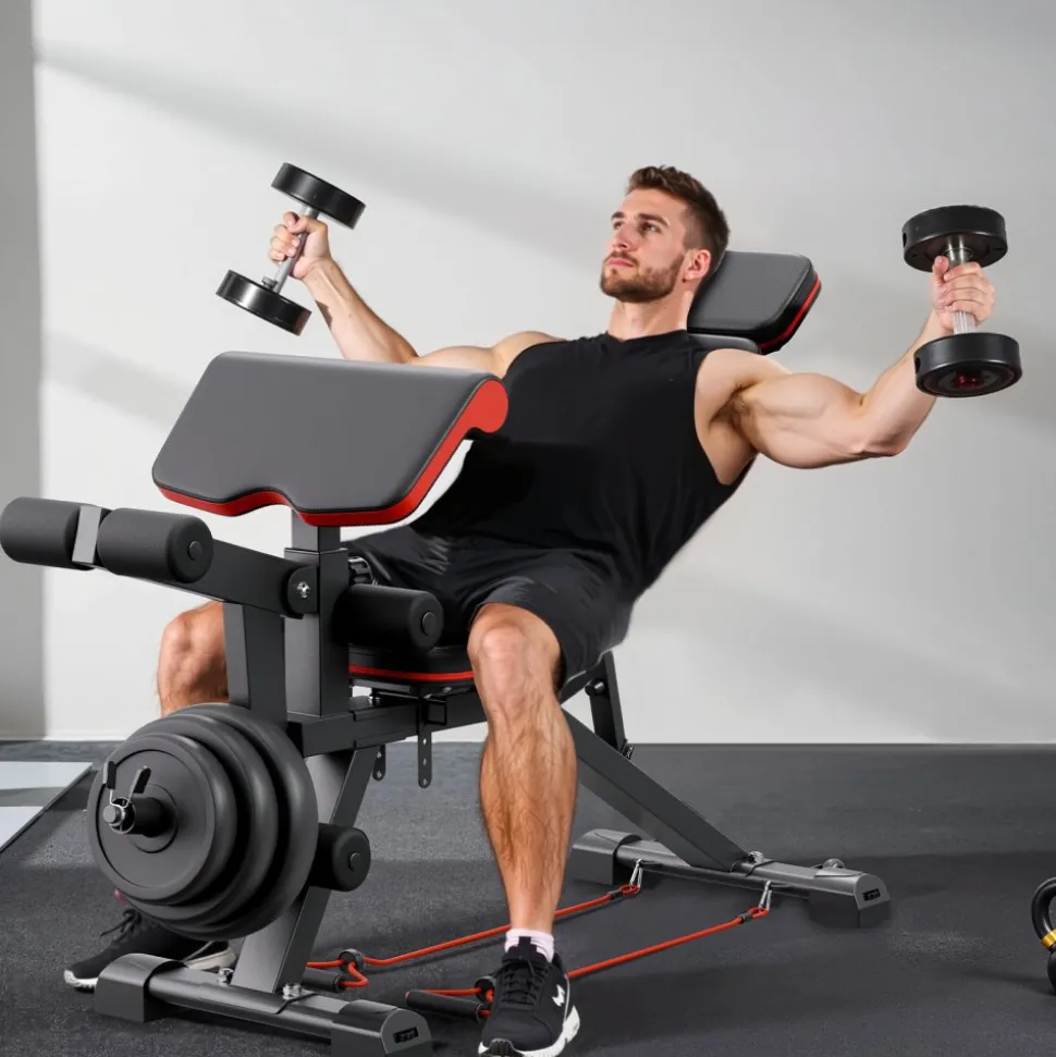 VEVOR Weight Bench, 800lbs Adjustable Weight Bench Press for Full Body Workout, Exercise Sit up Bench for Home Gym Strength Training, Flat Bench with with Leg Extension, Preacher Pad, Fast Adjustment
