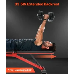 VEVOR Weight Bench, 1200lbs Heavy Duty Stable Weight Bench Press for Full Body Workout, Adjustable Exercise Sit up Bench for Home Gym Strength Training, Flat Bench with Quick Folding & Fast Adjustment