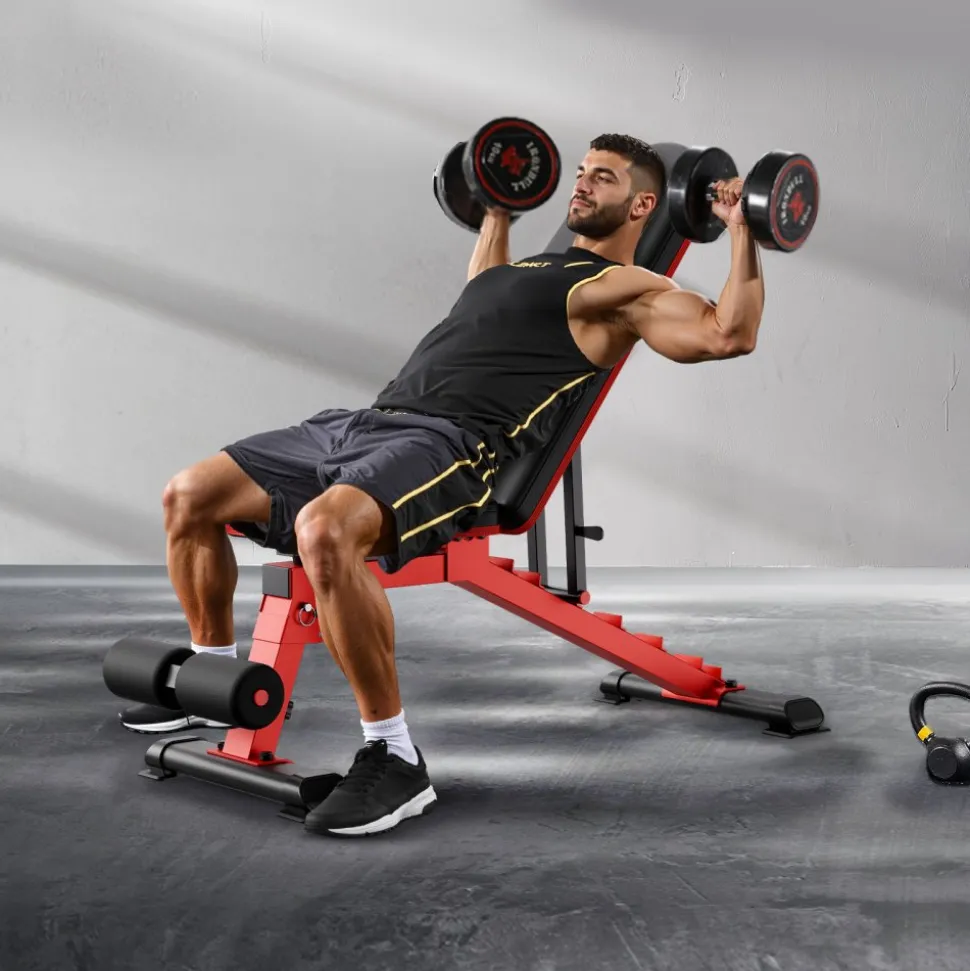 VEVOR Weight Bench, 1200lbs Heavy Duty Stable Weight Bench Press for Full Body Workout, Adjustable Exercise Sit up Bench for Home Gym Strength Training, Flat Bench with Quick Folding & Fast Adjustment
