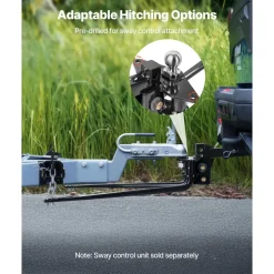 VEVOR Weight Distribution Hitch, 10000 lbs Max Towing & 1000 lbs Max Tongue, Weight Distributing Hitches Kit Includes 2 in Shank and 2-5/16 in Ball, Load Leveling Hitch for Trailers, Black