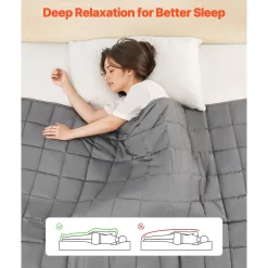 VEVOR Weighted Blanket, 20 lbs, 88 x 104 in King Size, Cooling Breathable Heavy Blanket with Glass Beads, All-Season Use, Suitable for 200-250 lbs Adults, Anxiety Stress Relief, Improve Sleep, Grey