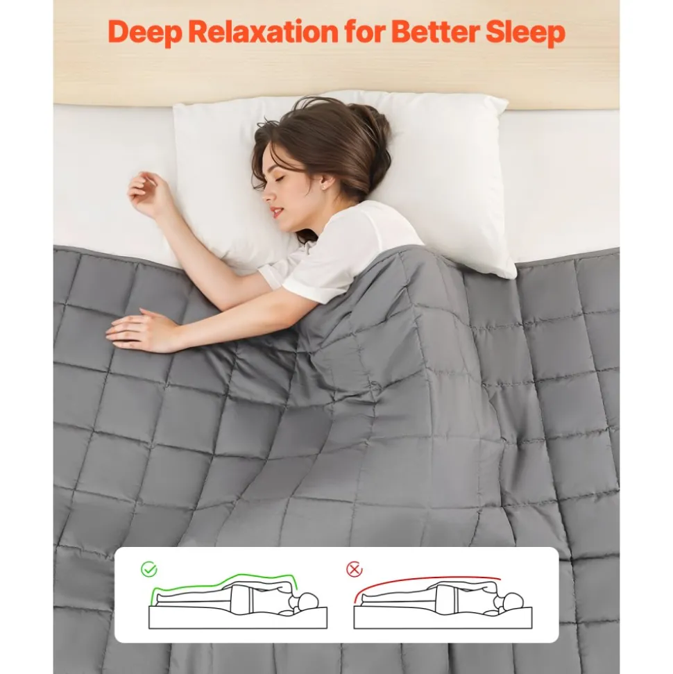 VEVOR Weighted Blanket, 20 lbs, 88 x 104 in King Size, Cooling Breathable Heavy Blanket with Glass Beads, All-Season Use, Suitable for 200-250 lbs Adults, Anxiety Stress Relief, Improve Sleep, Grey