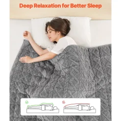 VEVOR Weighted Blanket, 20 lbs, 60 x 80 in Queen Size, Sherpa Fleece Heavy Blanket with Glass Beads, Soft Warm Cozy Fluffy Touch, for 200-250 lbs Adults, Anxiety Stress Relief, Improve Sleep, Grey