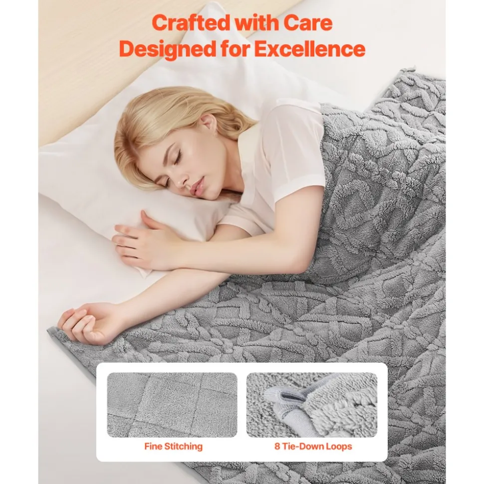VEVOR Weighted Blanket, 20 lbs, 60 x 80 in Queen Size, Sherpa Fleece Heavy Blanket with Glass Beads, Soft Warm Cozy Fluffy Touch, for 200-250 lbs Adults, Anxiety Stress Relief, Improve Sleep, Grey