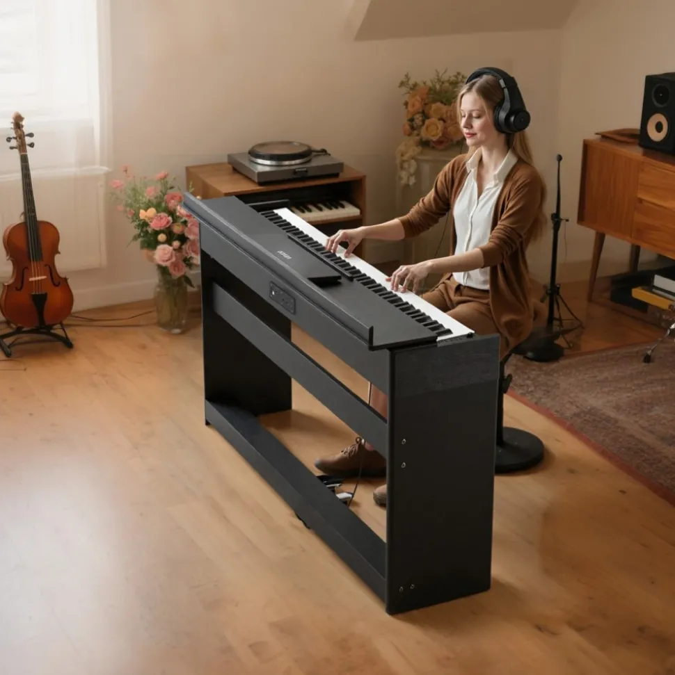 VEVOR Weighted Digital Piano, 88 Keys Fully Weighted, Electric Piano Keyboard with Furniture Stand, Power Adapter, Triple Pedal, 680 Tones, Support Wireless Connection, with Headphones, for Beginners