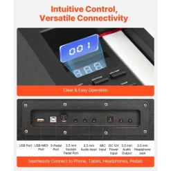 VEVOR Weighted Digital Piano, 88 Keys Fully Weighted, Electric Piano Dual Keyboard & Speakers, with Sustain Pedal, Recording Function, 238 Tones, Wireless Connection, for Beginners, Without Stand
