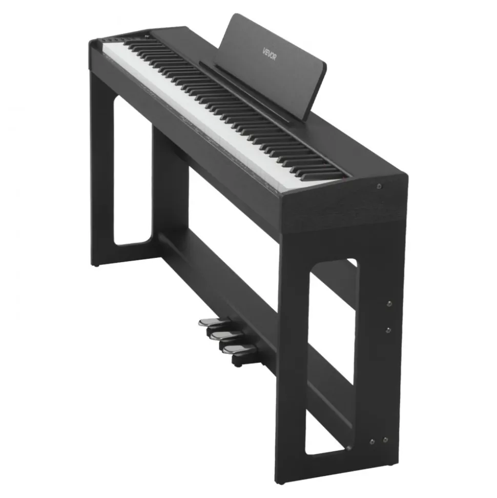 VEVOR Weighted Digital Piano, 88 Keys Fully Weighted, Electric Piano Keyboard with Furniture Stand, Power Adapter, Triple Pedal, Record Function, 280 Tones, Wireless Connection, for Beginners, Black