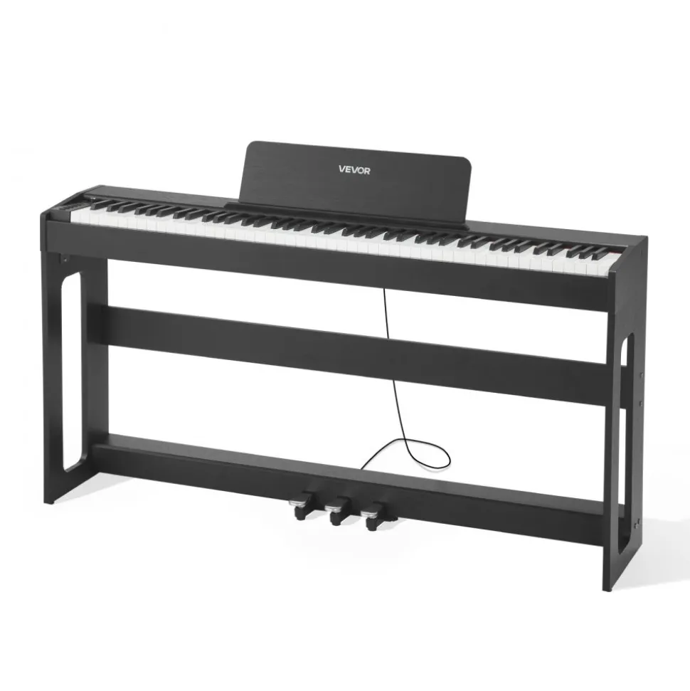VEVOR Weighted Digital Piano, 88 Keys Fully Weighted, Electric Piano Keyboard with Furniture Stand, Power Adapter, Triple Pedal, Record Function, 280 Tones, Wireless Connection, for Beginners, Black