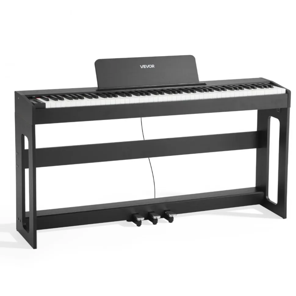 VEVOR Weighted Digital Piano, 88 Keys Fully Weighted, Electric Piano Keyboard with Furniture Stand, Power Adapter, Triple Pedal, Record Function, 280 Tones, Wireless Connection, for Beginners, Black