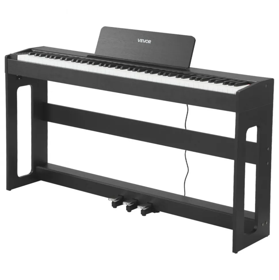 VEVOR Weighted Digital Piano, 88 Keys Fully Weighted, Electric Piano Keyboard with Furniture Stand, Power Adapter, Triple Pedal, Record Function, 280 Tones, Wireless Connection, for Beginners, Black