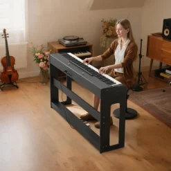 VEVOR Weighted Digital Piano, 88 Keys Fully Weighted, Electric Piano Keyboard with Furniture Stand, Power Adapter, Triple Pedal, Record Function, 280 Tones, Wireless Connection, for Beginners, Black