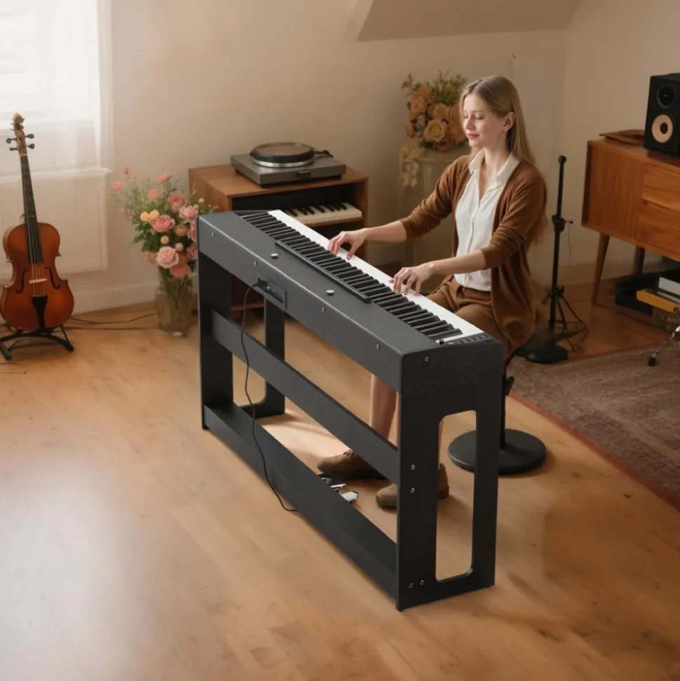 VEVOR Weighted Digital Piano, 88 Keys Fully Weighted, Electric Piano Keyboard with Furniture Stand, Power Adapter, Triple Pedal, Record Function, 280 Tones, Wireless Connection, for Beginners, Black