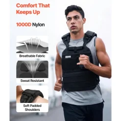 VEVOR Weighted Vest, Body Weight Vest with Shoulder Pad, and Reflective Stripe, Exercise Set for Men Women, Workout Equipment for  Strength Training, Running, Jogging, Fitness, Muscle Building