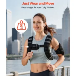 VEVOR Weighted Vest, 8 lbs Body Weight Vest for Men Women, with Reflective Stripe, Adjustable Buckle, Workout Equipment for Strength Training, Running, Jogging, Fitness, Muscle Building, Weight Loss