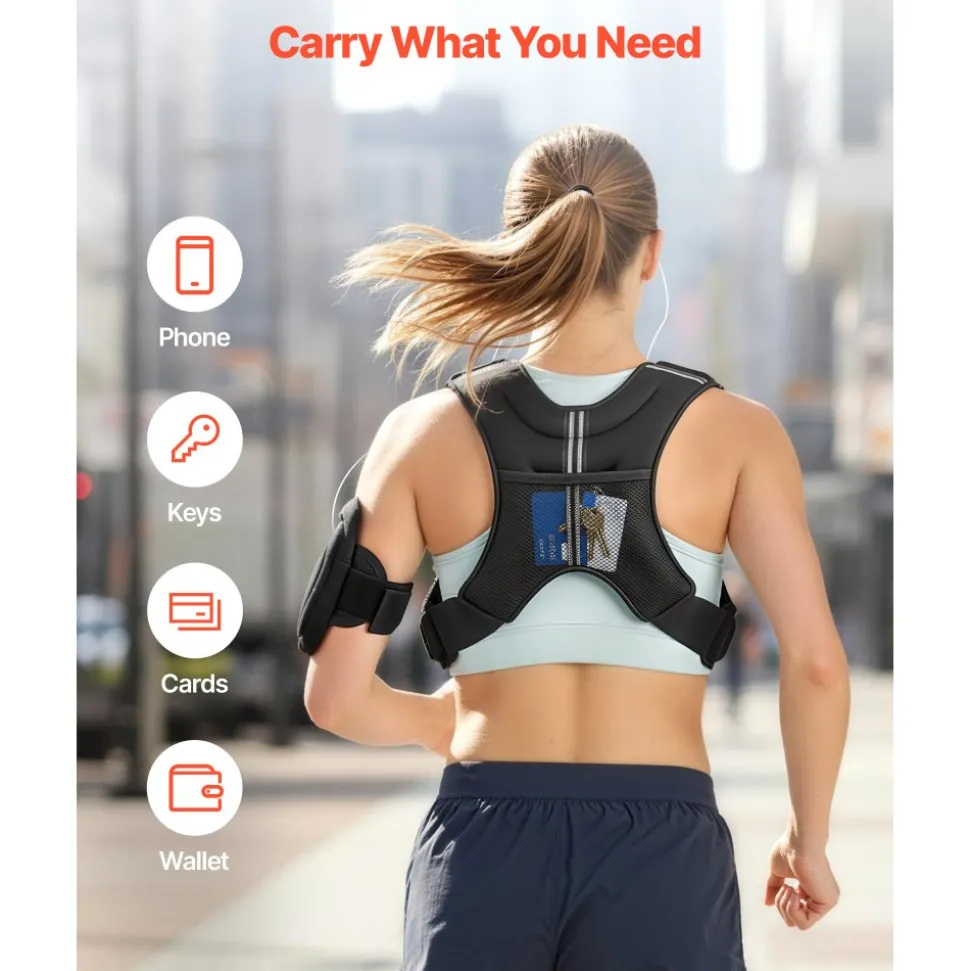 VEVOR Weighted Vest, 8 lbs Body Weight Vest for Men Women, with Reflective Stripe, Adjustable Buckle, Workout Equipment for Strength Training, Running, Jogging, Fitness, Muscle Building, Weight Loss