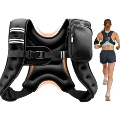 VEVOR Weighted Vest, 10 lbs Body Weight Vest for Men Women, with Reflective Stripe, Adjustable Buckle, Workout Equipment for Strength Training, Running, Jogging, Fitness, Muscle Building, Weight Loss