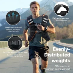 VEVOR Weighted Vest, 20 lbs Weight Vest with Reflective Stripe, Adjustable Buckle Body Weight Vest for Men Women, Workout Equipment for Strength Training, Running, Jogging, Fitness, and Weight Loss