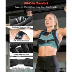 VEVOR Weighted Vest, 30 lbs Weight Vest with Reflective Stripe, Adjustable Buckle Body Weight Vest for Men Women, Workout Equipment for Strength Training, Running, Jogging, Fitness, and Weight Loss