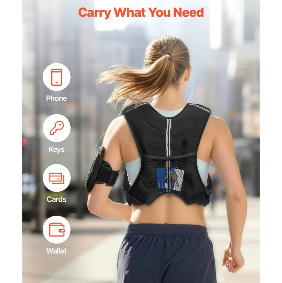 VEVOR Weighted Vest, 30 lbs Weight Vest with Reflective Stripe, Adjustable Buckle Body Weight Vest for Men Women, Workout Equipment for Strength Training, Running, Jogging, Fitness, and Weight Loss