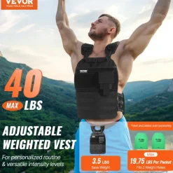 VEVOR Weighted Vest, 40lb Weight Vest, Adjustable Body Weight Jacket for Men Women, Workout Equipment for Strength and Endurance Training, Running, Jogging, Walking, Fitness, and Weight Loss