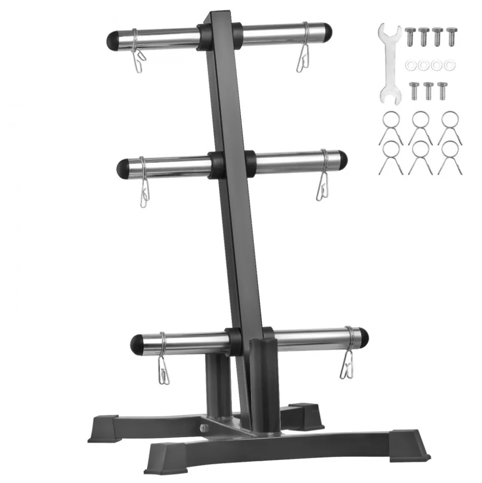 VEVOR Weight Plate Rack, L Frame Weight Plate Tree for 2-Inch Weight Plates, Standard Weight Plate Tree, 1000 lbs Load Capacity Weight Storage Holder, Home Gym Barbell Rack Storage Stand, Black