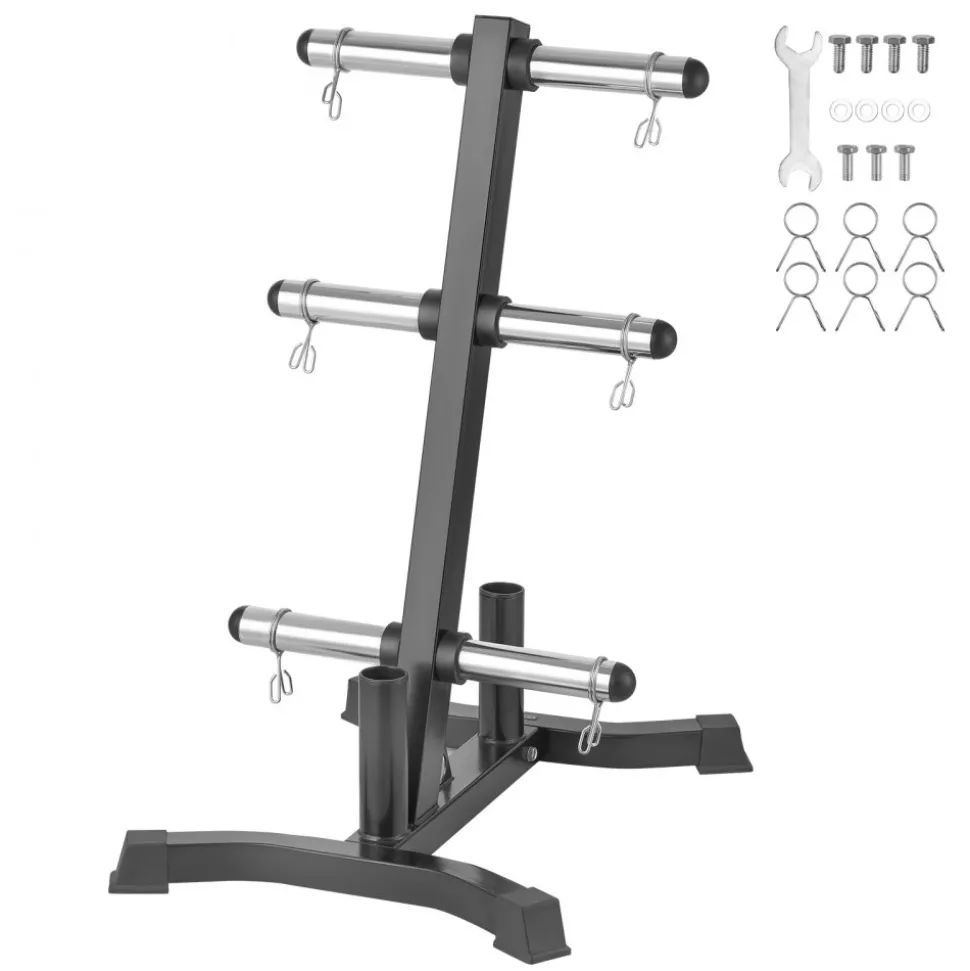 VEVOR Weight Plate Rack, L Frame Weight Plate Tree for 2-Inch Weight Plates, Standard Weight Plate Tree, 1000 lbs Load Capacity Weight Storage Holder, Home Gym Barbell Rack Storage Stand, Black