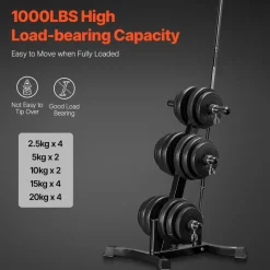 VEVOR Weight Plate Rack, L Frame Weight Plate Tree for 2-Inch Weight Plates, Standard Weight Plate Tree, 1000 lbs Load Capacity Weight Storage Holder, Home Gym Barbell Rack Storage Stand, Black