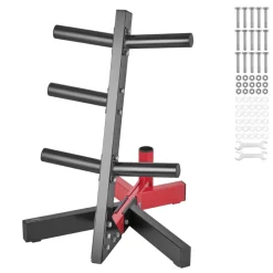 VEVOR Weight Plate Rack, L Frame Weight Plate Tree for 2-Inch Weight Plates, Standard Weight Plate Tree, 500 lbs Load Capacity Weight Storage Holder, Home Gym Barbell Rack Storage Stand, Black & Red