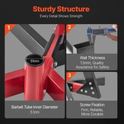 VEVOR Weight Plate Rack, L Frame Weight Plate Tree for 2-Inch Weight Plates, Standard Weight Plate Tree, 500 lbs Load Capacity Weight Storage Holder, Home Gym Barbell Rack Storage Stand, Black & Red