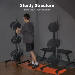 VEVOR Weight Plate Rack, Vertical Weight Plate Tree for 2-Inch Weight Plates, Standard Weight Plate Tree with Wheels, 1000 lbs Load Capacity Weight Storage Holder, Home Gym Barbell Rack Storage Stand