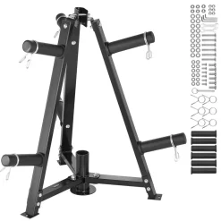VEVOR Weight Plate Rack, Weight Plate Tree for 2-Inch Weight Plates, Standard Weight Plate Tree, 300 lbs Load Capacity Weight Storage Holder, Home Gym Barbell Rack Storage Stand, Black