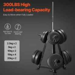 VEVOR Weight Plate Rack, Weight Plate Tree for 2-Inch Weight Plates, Standard Weight Plate Tree, 300 lbs Load Capacity Weight Storage Holder, Home Gym Barbell Rack Storage Stand, Black