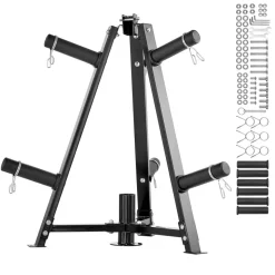 VEVOR Weight Plate Rack, Weight Plate Tree for 2-Inch Weight Plates, Standard Weight Plate Tree, 300 lbs Load Capacity Weight Storage Holder, Home Gym Barbell Rack Storage Stand, Black