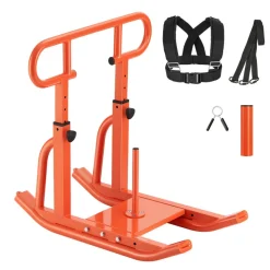 VEVOR Weight Sled, Steel Power Sled, Fitness Training Sleds for Athletic Exercise Speed Improvement, Workout Equipment with Adjustable Height Handle, Compatible with 1/2 in Weight Plates, Orange