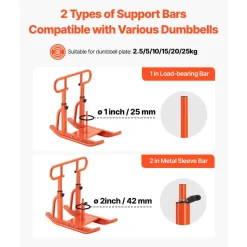 VEVOR Weight Sled, Steel Power Sled, Fitness Training Sleds for Athletic Exercise Speed Improvement, Workout Equipment with Adjustable Height Handle, Compatible with 1/2 in Weight Plates, Orange