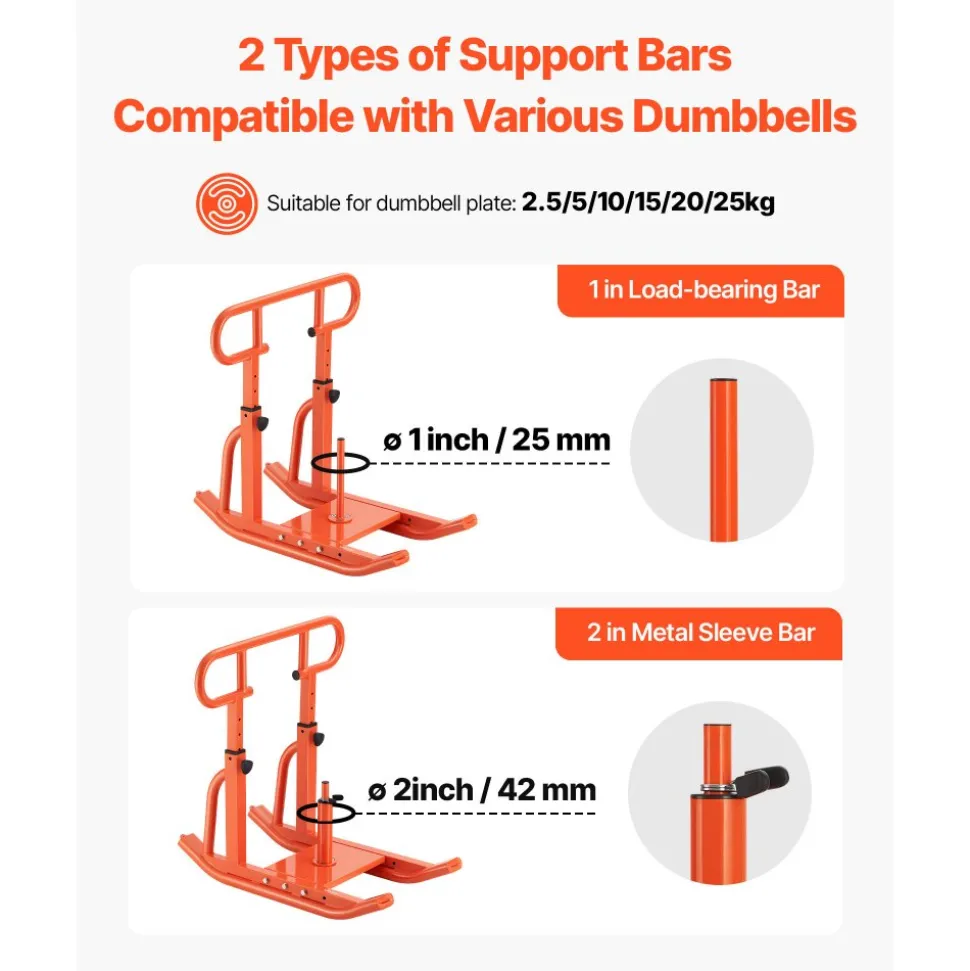 VEVOR Weight Sled, Steel Power Sled, Fitness Training Sleds for Athletic Exercise Speed Improvement, Workout Equipment with Adjustable Height Handle, Compatible with 1/2 in Weight Plates, Orange